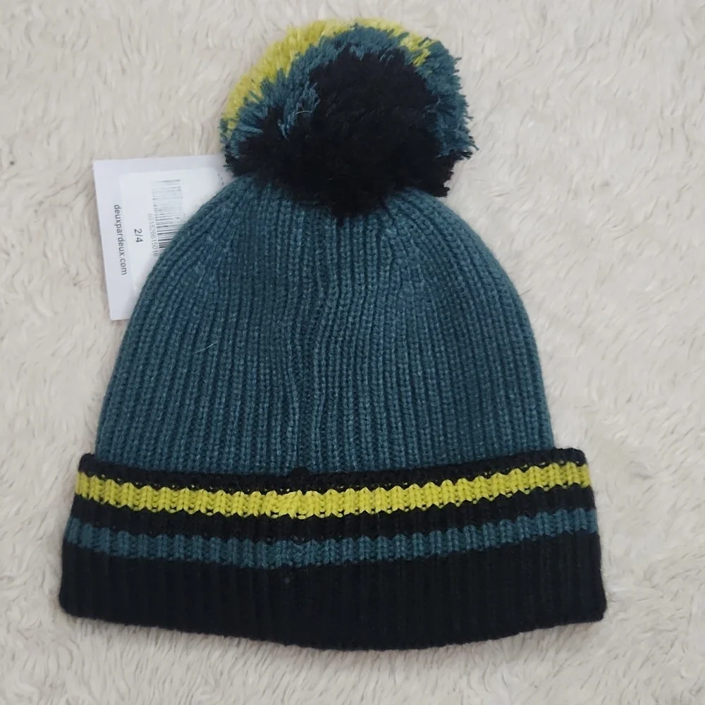 Deuse Par Deuse Bayberry Pom Pom Beanie Hat Sz 2/4 NWT